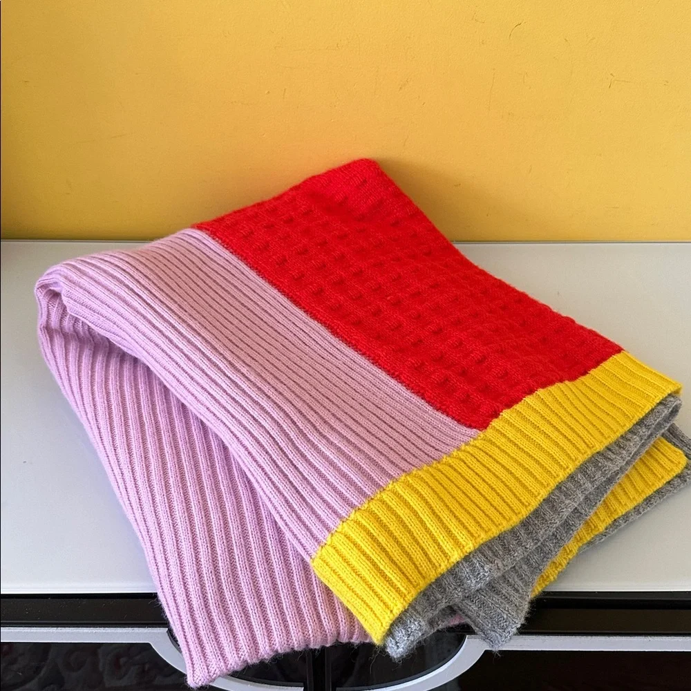Textural Color Block Sweater Knit Throw Blanket Pink/Red/Yellow - LEGO x Target